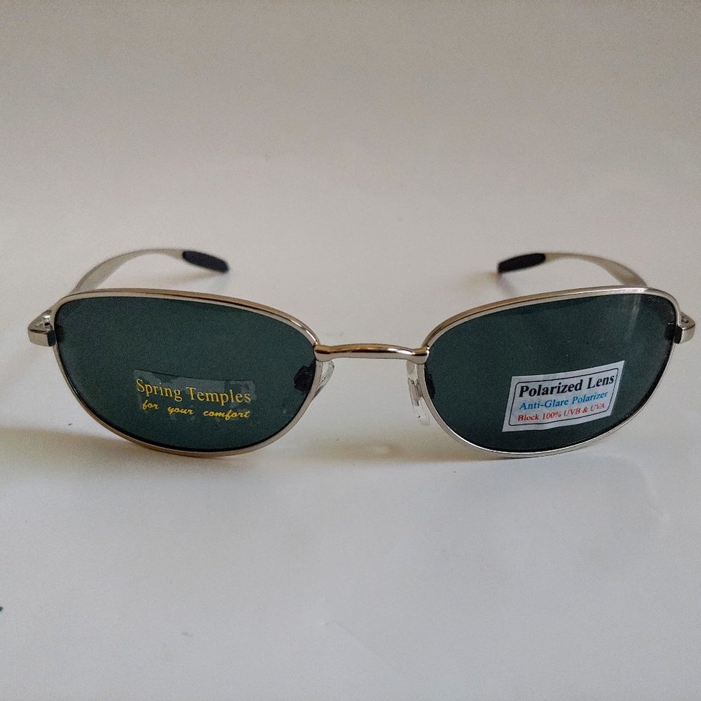 NWT Vintage 90's Rectangle Metal Sports Polarized Sunglasses (S.Gold)